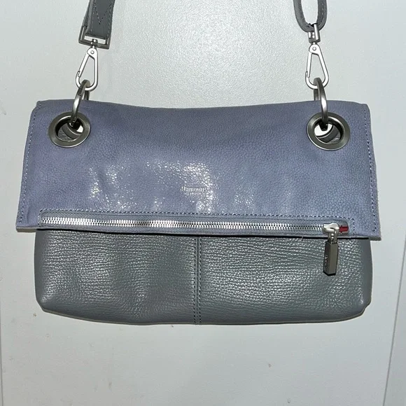 EUC Hammit VIP Meduim Montana reversible crossbody in Stingray Blue/Steel Grey